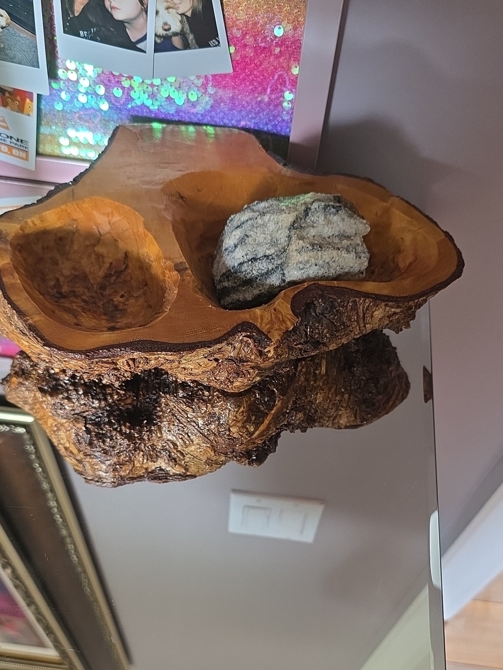 Natural Burl Wood Decorative Bowl - Brown